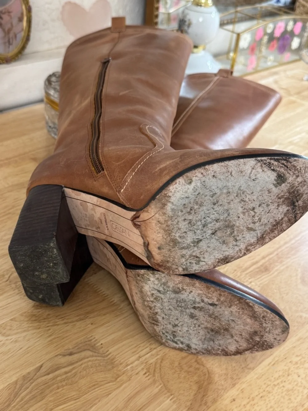 Deltan Brianne Women's Size 8M Western Tall Brown Classy Chic Leather Boots - Picture 10 of 15